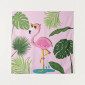 Tenture Flamant rose Palm Feuille Tropical Design (Devant)