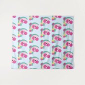 Tenture Flamant rose rose avec Motif de fruits tropicaux (Devant (Horizontal))