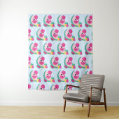 Tenture Flamant rose rose avec Motif de fruits tropicaux (En situation)