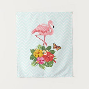 Tenture Flamant rose rose & Hibiscus Tropical Fancy