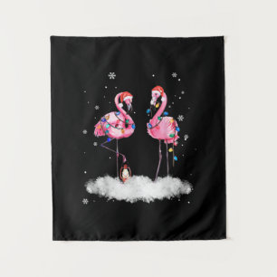 Tenture Flamant rose sapin de Noël Santa Hat Lumière