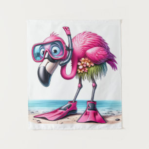 Tenture Flamant rose tropical Conception de plongée avec t