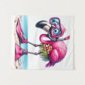 Tenture Flamant rose tropical Conception de plongée avec t (Devant (Horizontal))