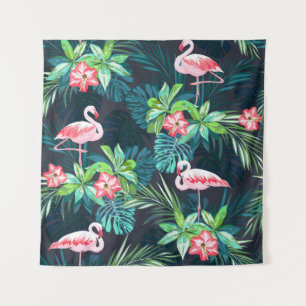 Tenture Flamant rose tropical : Fleurs d'été Motif