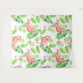 Tenture Flamants roses et feuilles tropicaux (Devant (Horizontal))