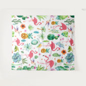 Tenture Flamants roses et fleurs Motifs tropicaux (Devant (Horizontal))