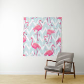 Tenture Flamants roses gris clair : Vintage tropical. (En situation)
