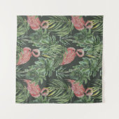 Tenture Flamants roses, motif vintage tropical. (Devant (Horizontal))