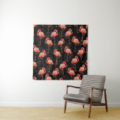 Tenture Flamants roses Oiseaux : Textile Vintage (En situation)