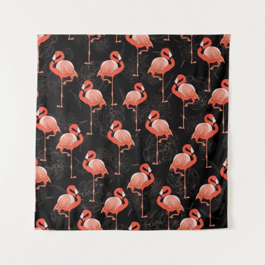 Tenture Flamants roses Oiseaux : Textile Vintage (Devant)