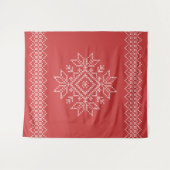 Tenture Flambeau de neige de la saison de Noël rouge (Devant (Horizontal))