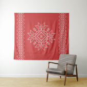 Tenture Flambeau de neige de la saison de Noël rouge (En situation (horizontale))