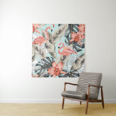 Tenture Flamingo rose tropicale avec fleurs d'orchidées et (En situation)
