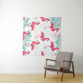 Tenture Flamingo tropical et feuille, motif d'été. (En situation (horizontale))