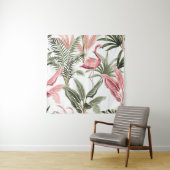 Tenture Flamingo vintage rose tropicale, bananiers et  (En situation)