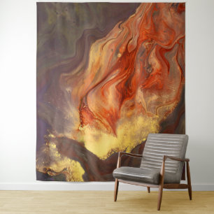 Tenture *~* Flamme de marbre jaune orange Art Abstrait
