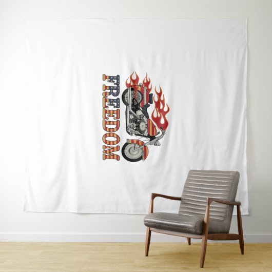 Tenture Flammes de moto Liberté (En situation (horizontale))