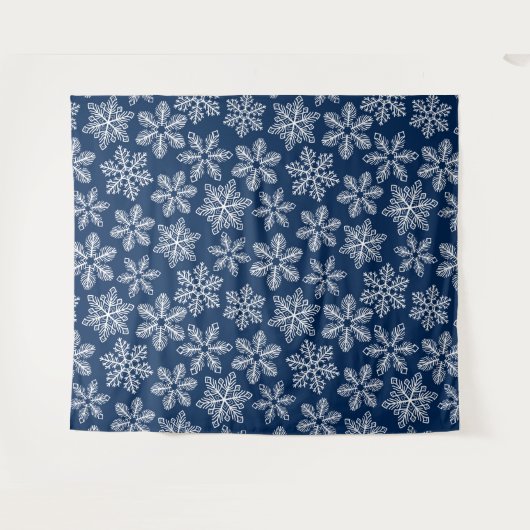 Tenture Flammes de neige sur bleu foncé (Devant (Horizontal))