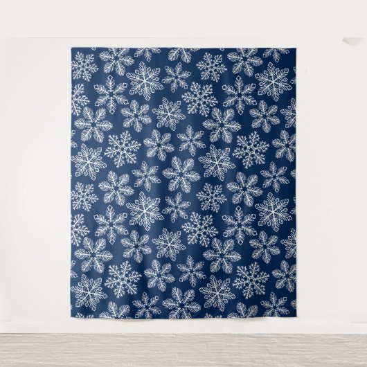 Tenture Flammes de neige sur bleu foncé (Devant)