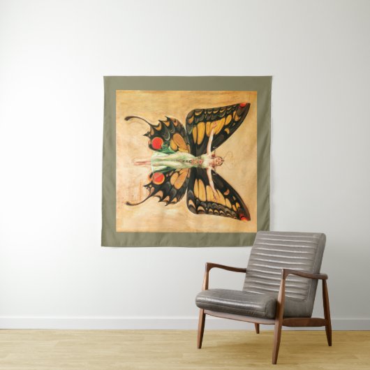 Tenture Flapper Butterfly Flying Woman Illustration (En situation (horizontale))