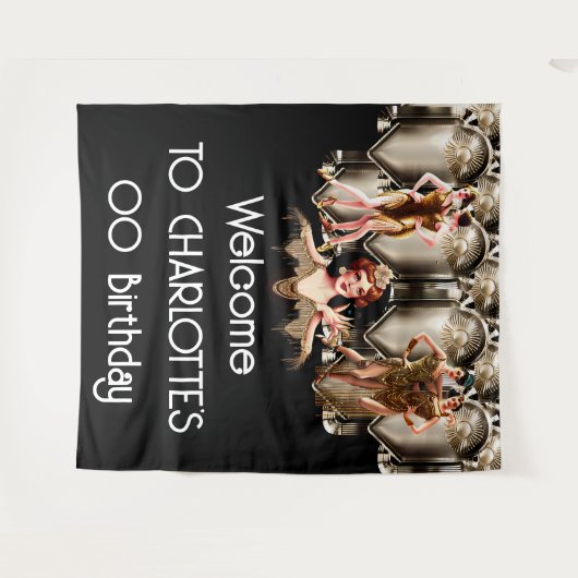 Tenture Flapper girls 1920 art déco Great Gatsby thème (Devant (Horizontal))