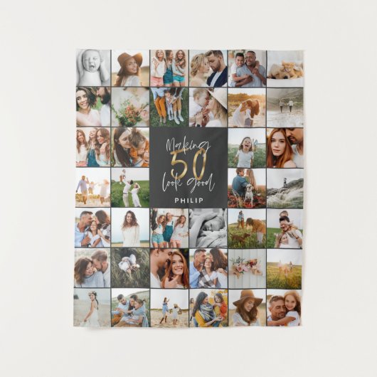 Tenture Flèche cadeau multi-script 50e anniversaire modern (Devant)