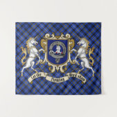 Tenture Fleming Clan Badge & Unicorns avec Tartan (Devant (Horizontal))