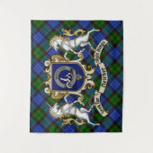 Tenture Fletcher Clan Badge & Unicorns avec Tartan (Devant)