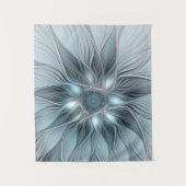Tenture Fleur abstraite joyeuse bleu gris floral fractal (Devant)
