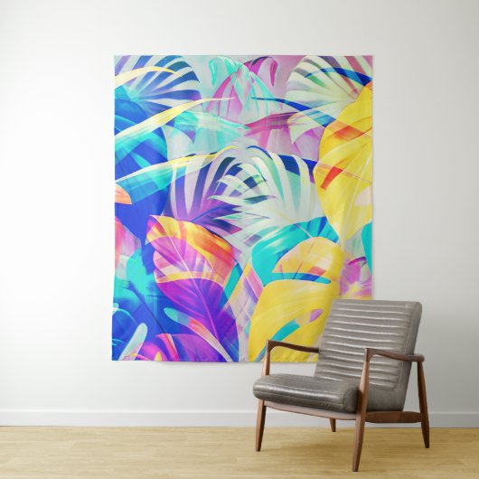Tenture Fleur abstraite moderne couleur pastel (En situation)