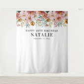 Tenture Fleur aquarelle girly modifiable âge anniversaire (Devant)
