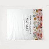 Tenture Fleur aquarelle girly rose chic 30ème anniversaire (Devant (Horizontal))