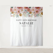 Tenture Fleur aquarelle girly rose chic 30ème anniversaire (Devant)