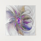 Tenture Fleur d'art fractal abstrait énergique et coloré (Devant (Horizontal))