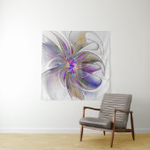 Tenture Fleur d'art fractal abstrait énergique et coloré (En situation (horizontale))