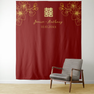 Tenture Fleur de cerisier fleuri mariage chinois toile de