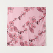 Tenture Fleur de cerisier rose sur arrière - plan blanc. (Devant (Horizontal))