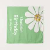 Tenture Fleur de Daisy Moderne Rétro Blanc Anniversaire Pe (Devant (Horizontal))