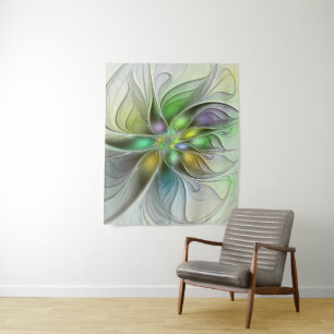 Tenture Fleur de fantaisie abstraite moderne fractale colo
