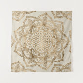 Tenture Fleur de la vie dans Lotus - or et toile en pastel (Devant (Horizontal))