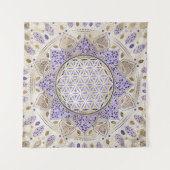 Tenture Fleur de la vie Dot Art Pastels, violets et or (Devant (Horizontal))