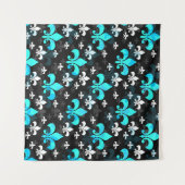 Tenture Fleur De Lis Blanche Bleue (Devant (Horizontal))