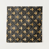 Tenture Fleur de lis motif Marbre noir et or (Devant (Horizontal))