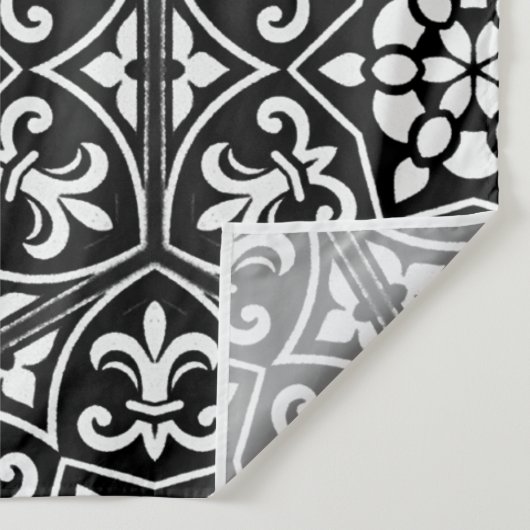 Tenture Fleur de lis noir&blanc motif floral vertical (Détail)