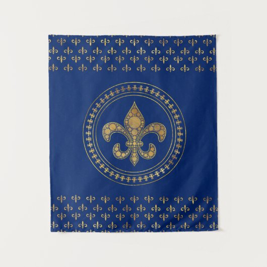 Tenture Fleur de lis - Or et Royal Blue (Devant)