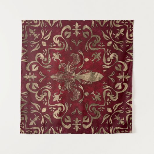 Tenture Fleur de lis rouge et or (Devant (Horizontal))