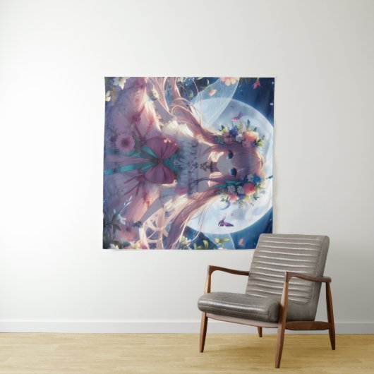 Tenture Fleur de lune d'Anime (En situation (horizontale))