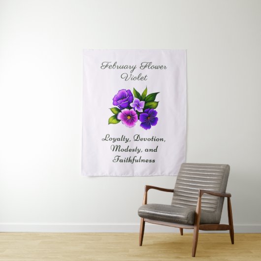 Tenture Fleur de naissance de février Violet Floral délica (En situation)