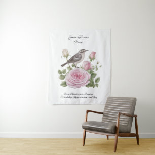 Tenture Fleur de naissance de juin Rose Élégant Anniversai
