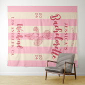 Tenture Fleur de naissance rose beige Bienvenue enterremen (En situation (horizontale))